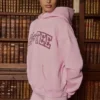 Bestickter Oversize-Hoodie in Puderrosa