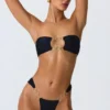 Bikinihosen mit breiten Trägern und „Sunray“-Verzierung in Schwarz Bikinihosen mit breiten Trägern und „Sunray“-Verzierung in Schwarz