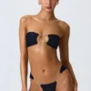Bikinihosen mit breiten Trägern und „Sunray“-Verzierung in Schwarz Bikinihosen mit breiten Trägern und „Sunray“-Verzierung in Schwarz