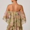 Birdie schulterfreies Minikleid mit Rüschen und gemischtem Blumenprint Birdie schulterfreies Minikleid mit Rüschen und gemischtem Blumenprint