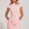 Blair Jersey-Minikleid mit Rollkragen und gerafftem Rückenausschnitt in Rosa Blair Jersey-Minikleid mit Rollkragen und gerafftem Rückenausschnitt in Rosa