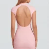 Blair Jersey-Minikleid mit Rollkragen und gerafftem Rückenausschnitt in Rosa Blair Jersey-Minikleid mit Rollkragen und gerafftem Rückenausschnitt in Rosa