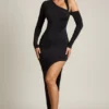 Blythe Asymmetrisches, drapiertes Maxikleid in Schwarz