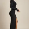 Blythe Asymmetrisches, drapiertes Maxikleid in Schwarz