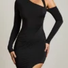 Blythe Asymmetrisches, drapiertes Maxikleid in Schwarz