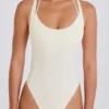 Body aus Stretch-Baumwolljersey mit überkreuztem Rücken in Creme Body aus Stretch-Baumwolljersey mit überkreuztem Rücken in Creme