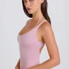 Body aus Stretch-Baumwolljersey mit überkreuzten Trägern in Mauve Body aus Stretch-Baumwolljersey mit überkreuzten Trägern in Mauve
