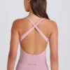 Body aus Stretch-Baumwolljersey mit überkreuzten Trägern in Mauve Body aus Stretch-Baumwolljersey mit überkreuzten Trägern in Mauve