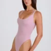 Body aus Stretch-Baumwolljersey mit überkreuzten Trägern in Mauve Body aus Stretch-Baumwolljersey mit überkreuzten Trägern in Mauve