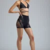 Bonnie Shorts mit Verzierungen und hoher Taille in Schwarz