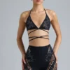 Bonnie Shorts mit Verzierungen und hoher Taille in Schwarz