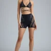 Bonnie Shorts mit Verzierungen und hoher Taille in Schwarz