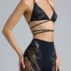 Bonnie Shorts mit Verzierungen und hoher Taille in Schwarz