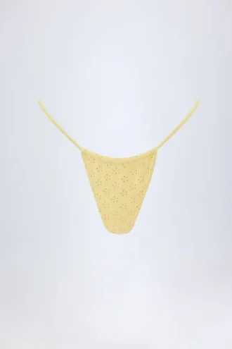 Bosa Bikinihose mit Kordelzug in Zitronengelb mit Broderie Anglaise