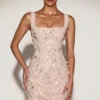 Briar Mini-Korsettkleid mit Applikationen in Hellgold