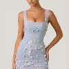 Briar Mini-Korsettkleid mit Applikationen in Himmelblau Briar Mini-Korsettkleid mit Applikationen in Himmelblau