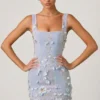 Briar Mini-Korsettkleid mit Applikationen in Himmelblau Briar Mini-Korsettkleid mit Applikationen in Himmelblau