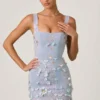 Briar Mini-Korsettkleid mit Applikationen in Himmelblau Briar Mini-Korsettkleid mit Applikationen in Himmelblau