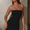 Brielle Minikleid mit Bandeau-Ausschnitt in Schwarz