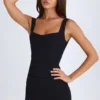 Brittany Drapiertes, strukturiertes Korsett-Minikleid in Schwarz Brittany Drapiertes, strukturiertes Korsett-Minikleid in Schwarz