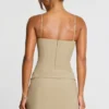 Bruna Minikleid aus gewebtem Twill mit Wickeloptik und Falten in Taupe Bruna Minikleid aus gewebtem Twill mit Wickeloptik und Falten in Taupe