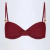 Bruny Bikini-Oberteil mit Bügeln, Rüschen und Perlenverzierung in Dark Cherry Bruny Bikini-Oberteil mit Bügeln, Rüschen und Perlenverzierung in Dark Cherry