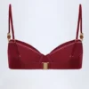 Bruny Bikini-Oberteil mit Bügeln, Rüschen und Perlenverzierung in Dark Cherry Bruny Bikini-Oberteil mit Bügeln, Rüschen und Perlenverzierung in Dark Cherry