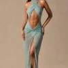 Caicos Cut-Out-Maxikleid mit Neckholder in Seafoam-Grün