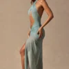 Caicos Cut-Out-Maxikleid mit Neckholder in Seafoam-Grün
