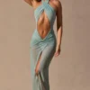 Caicos Cut-Out-Maxikleid mit Neckholder in Seafoam-Grün