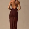 Caicos Maxikleid mit Cut-outs und Neckholder-Ausschnitt in Espressobraun
