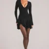 Cala Minikleid mit V-Ausschnitt und Rüschenrock in Schwarz Cala Minikleid mit V-Ausschnitt und Rüschenrock in Schwarz