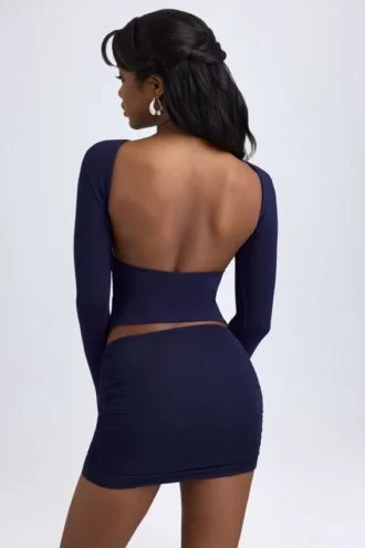 Cali Modal-Minirock mit Rüschen und mittlerer Leibhöhe in True Navy