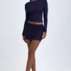 Cali Modal-Minirock mit Rüschen und mittlerer Leibhöhe in True Navy Cali Modal-Minirock mit Rüschen und mittlerer Leibhöhe in True Navy