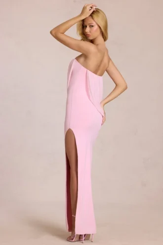 Caliane Bandeau-Maxikleid mit Drapierung in Blossom Pink
