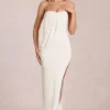Caliane Bandeau-Maxikleid mit Drapierung in Elfenbein
