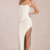 Caliane Bandeau-Maxikleid mit Drapierung in Elfenbein