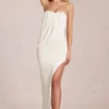 Caliane Bandeau-Maxikleid mit Drapierung in Elfenbein