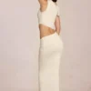 Calisse Asymmetrisches Maxikleid mit Drapierung in Elfenbein