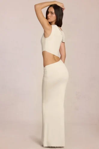 Calisse Asymmetrisches Maxikleid mit Drapierung in Elfenbein