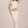 Calisse Asymmetrisches Maxikleid mit Drapierung in Elfenbein