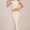 Calisse Asymmetrisches Maxikleid mit Drapierung in Elfenbein