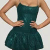Callie Minikleid mit verziertem Bubble-Saum in Blaugrün Callie Minikleid mit verziertem Bubble-Saum in Blaugrün