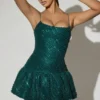 Callie Minikleid mit verziertem Bubble-Saum in Blaugrün Callie Minikleid mit verziertem Bubble-Saum in Blaugrün