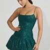 Callie Minikleid mit verziertem Bubble-Saum in Blaugrün Callie Minikleid mit verziertem Bubble-Saum in Blaugrün