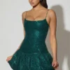 Callie Minikleid mit verziertem Bubble-Saum in Blaugrün Callie Minikleid mit verziertem Bubble-Saum in Blaugrün