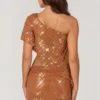 Callista verziertes asymmetrisches One-Shoulder-Oberteil in Bronze Callista verziertes asymmetrisches One-Shoulder-Oberteil in Bronze