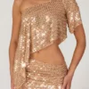 Callista verziertes asymmetrisches One-Shoulder-Oberteil in Gold Callista verziertes asymmetrisches One-Shoulder-Oberteil in Gold