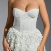 Camellia – Korsettkleid mit Blumenapplikationen in Weiß