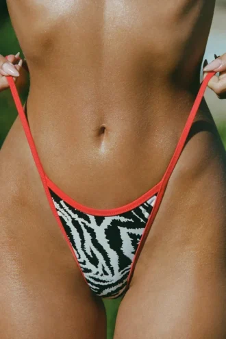 Camogli String-Bikinihose in Zebradruck